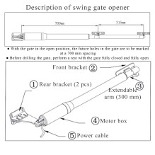 PNI MAB300LR swing gate automation kit, with 2 40W motors, remote controls and control panel, photocells and lamp, gate 