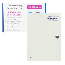 Vaizdo stebėjimo maitinimo šaltinis PNI STC30.2A metalinėje dėžutėje 12V 30A 360W, 18 išėjimų Vaizdo stebėjimo maitinimo šaltinis PNI STC30.2A metalinėje dėžutėje 12V 30A 360W, 18 išėjimų