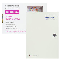 Vaizdo stebėjimo maitinimo šaltinis PNI STC30.2A metalinėje dėžutėje 12V 30A 360W, 18 išėjimų Vaizdo stebėjimo maitinimo šaltinis PNI STC30.2A metalinėje dėžutėje 12V 30A 360W, 18 išėjimų