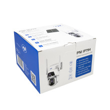 PNI IP794 video surveillance camera with Wi-Fi, PTZ, dual lens 2MP + 2MP, 5.5W solar panel, 8000mAh block battery PNI IP794 video surveillance camera with Wi-Fi, PTZ, dual lens 2MP + 2MP, 5.5W solar panel, 8000mAh block battery