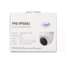 Vaizdo stebėjimo kamera PNI IP505J POE, 5MP, kupolinė, 2,8 mm, skirta naudoti lauke, balta Vaizdo stebėjimo kamera PNI IP505J POE, 5MP, kupolinė, 2,8 mm, skirta naudoti lauke, balta