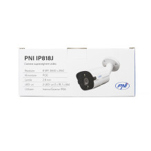 Video surveillance camera PNI IP818J, POE, bullet 8MP, 2.8mm, for outdoor use, white