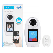 PNI IP733 3MP vaizdo stebėjimo kamera, dvikryptis garsas ir vaizdas, su „Bluetooth“ SOS skambučio mygtuku, ekranu, kūdik PNI IP733 3MP vaizdo stebėjimo kamera, dvikryptis garsas ir vaizdas, su „Bluetooth“ SOS skambučio mygtuku, ekranu, kūdik
