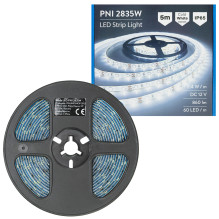 LED strip PNI 2835W, cool white, IP20, silicone, length 5 meters, touch button, power supply 230V, dimmable, 300 LEDs 28