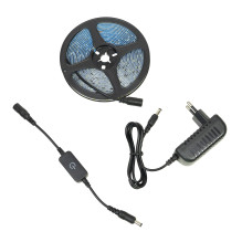 LED strip PNI 2835W, cool white, IP20, silicone, length 5 meters, touch button, power supply 230V, dimmable, 300 LEDs 28