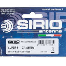 Sirio SUPER 9 CB antenna with butterfly, length 155 cm, 27 - 28.5 MHz, 250W, mount, 4m RG58 cable and PL259 plug include Sirio SUPER 9 CB antenna with butterfly, length 155 cm, 27 - 28.5 MHz, 250W, mount, 4m RG58 cable and PL259 plug include