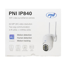 PNI IP840 wireless video surveillance camera, WiFi, PTZ, 8MP 4K, micro SD slot, stand-alone, AI functions, ONVIF