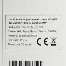 Išmanus šunų ir kačių tiektuvas PNI MyPet PT036 su įmontuota 3MP kamera, 6 litrų maisto bako talpa, „Tuya Smart“ valdymu Išmanus šunų ir kačių tiektuvas PNI MyPet PT036 su įmontuota 3MP kamera, 6 litrų maisto bako talpa, „Tuya Smart“ valdymu