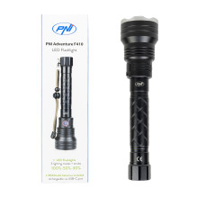 PNI Adventure F410 aluminum flashlight, with 10W LED, 700 lumens, up to 250 m, IP44, USB Type C, 3000mAh batteries inclu