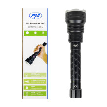 PNI Adventure F410 aliuminio žibintuvėlis su 10 W LED, 700 liumenų, iki 250 m, IP44, USB C tipo, pridedamos 3000 mAh bat