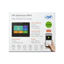PNI SafeHouse HS670 WiFi GSM 4G belaidė signalizacijos sistema, spalvotas jutiklinis ekranas, 99 belaidės zonos, palaiko