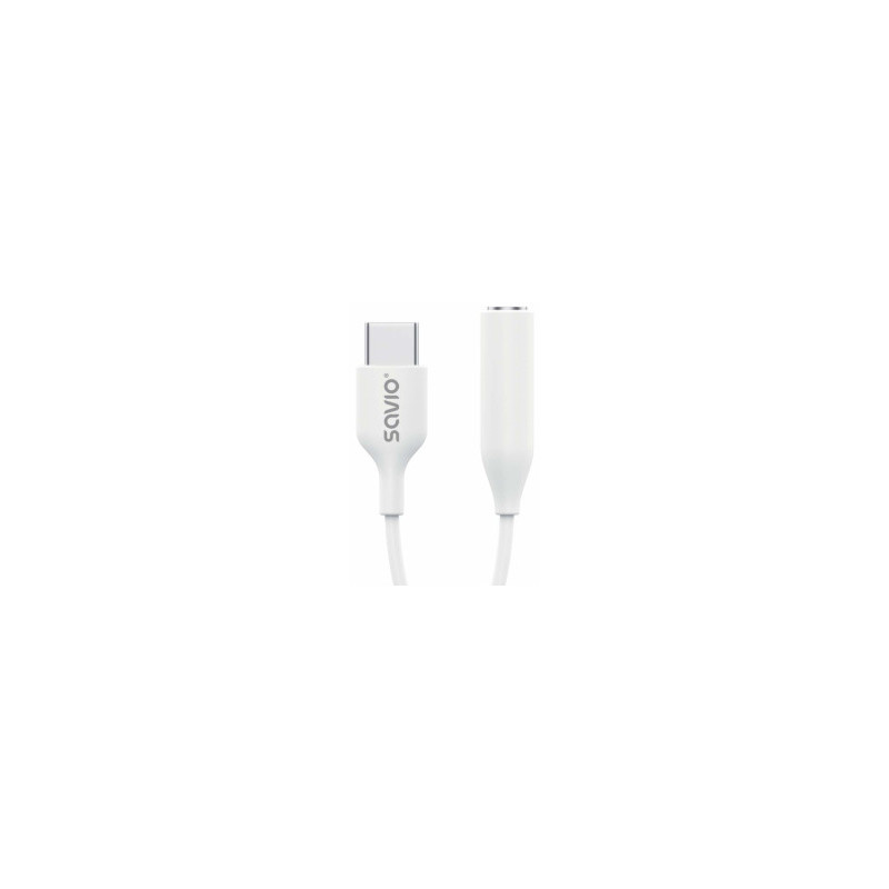 Savio USB-C Male - 3.5 mm Female White