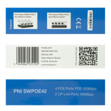 PNI SWPOE42 jungiklis POE, 4 POE 100 Mbps prievadai ir 2 UP Link 100 Mbps prievadai, 65 W, AI, išplėstinė funkcija iki 2 PNI SWPOE42 jungiklis POE, 4 POE 100 Mbps prievadai ir 2 UP Link 100 Mbps prievadai, 65 W, AI, išplėstinė funkcija iki 2
