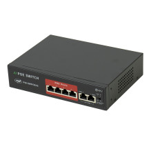 Switch POE PNI SWPOE42, 4 POE 100 Mbps ports and 2 UP Link 100 Mbps ports, 65W, AI Extend function up to 250m, 4kV light