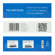 PNI POE jungiklis SWPOE162, 16 POE 100 Mbps prievadų, 2 UP Link 1000 Mbps prievadai, 1 SFP 1000 Mbps prievadas, 240 W, A PNI POE jungiklis SWPOE162, 16 POE 100 Mbps prievadų, 2 UP Link 1000 Mbps prievadai, 1 SFP 1000 Mbps prievadas, 240 W, A