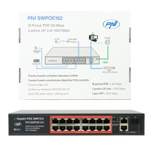 PNI POE jungiklis SWPOE162, 16 POE 100 Mbps prievadų, 2 UP Link 1000 Mbps prievadai, 1 SFP 1000 Mbps prievadas, 240 W, A PNI POE jungiklis SWPOE162, 16 POE 100 Mbps prievadų, 2 UP Link 1000 Mbps prievadai, 1 SFP 1000 Mbps prievadas, 240 W, A