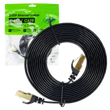 Plokščias tinklo kabelis S / STP CAT7 PNI U7030B, 2 x RJ45, 4 poros laidų, 32AWG, varis, 10 Gbps, 600 MHz, 3 m, juodas