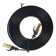 Plokščias tinklo kabelis S / STP CAT7 PNI U7030B, 2 x RJ45, 4 poros laidų, 32AWG, varis, 10 Gbps, 600 MHz, 3 m, juodas