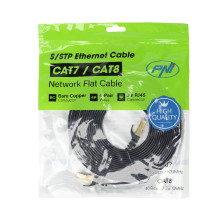 Plokščias tinklo kabelis S / STP CAT7 PNI U7050B, 2 x RJ45, 4 poros laidų, 32AWG, varis, 10 Gbps, 600 MHz, 5 m, juodas Plokščias tinklo kabelis S / STP CAT7 PNI U7050B, 2 x RJ45, 4 poros laidų, 32AWG, varis, 10 Gbps, 600 MHz, 5 m, juodas