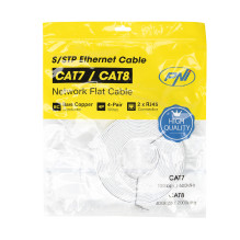 Plokščias tinklo kabelis S / STP CAT7 PNI U7100W, 2 x RJ45, 4 poros laidų, 32AWG, varis, 10 Gbps, 600 MHz, 10 m, baltas Plokščias tinklo kabelis S / STP CAT7 PNI U7100W, 2 x RJ45, 4 poros laidų, 32AWG, varis, 10 Gbps, 600 MHz, 10 m, baltas