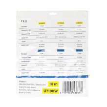 Flat network cable S / STP CAT7 PNI U7100W, 2 x RJ45, 4 pairs of wires, 32AWG, copper, 10 Gbps, 600 MHz, 10m, white Flat network cable S / STP CAT7 PNI U7100W, 2 x RJ45, 4 pairs of wires, 32AWG, copper, 10 Gbps, 600 MHz, 10m, white