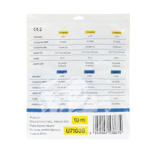 Flat network cable S / STP CAT7 PNI U7100B, 2 x RJ45, 4 pairs of wires, 32AWG, copper, 10 Gbps, 600 MHz, 10m, black Flat network cable S / STP CAT7 PNI U7100B, 2 x RJ45, 4 pairs of wires, 32AWG, copper, 10 Gbps, 600 MHz, 10m, black
