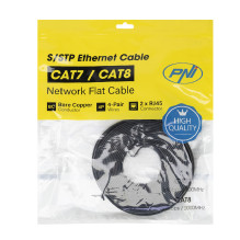 Plokščias tinklo kabelis S / STP CAT7 PNI U7100B, 2 x RJ45, 4 poros laidų, 32AWG, varis, 10 Gbps, 600 MHz, 10 m, juodas Plokščias tinklo kabelis S / STP CAT7 PNI U7100B, 2 x RJ45, 4 poros laidų, 32AWG, varis, 10 Gbps, 600 MHz, 10 m, juodas