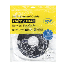 Flat network cable S / STP CAT7 PNI U7150B, 2 x RJ45, 4 pairs of wires, 32AWG, copper, 10 Gbps, 600 MHz, 15m, black Flat network cable S / STP CAT7 PNI U7150B, 2 x RJ45, 4 pairs of wires, 32AWG, copper, 10 Gbps, 600 MHz, 15m, black