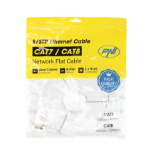 Flat network cable S / STP CAT7 PNI U7150W, 2 x RJ45, 4 pairs of wires, 32AWG, copper, 10 Gbps, 600 MHz, 15m, white Flat network cable S / STP CAT7 PNI U7150W, 2 x RJ45, 4 pairs of wires, 32AWG, copper, 10 Gbps, 600 MHz, 15m, white