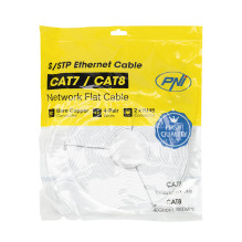 Flat network cable S / STP CAT7 PNI U7200W, 2 x RJ45, 4 pairs of wires, 32AWG, copper, 10 Gbps, 600 MHz, 20m, white Flat network cable S / STP CAT7 PNI U7200W, 2 x RJ45, 4 pairs of wires, 32AWG, copper, 10 Gbps, 600 MHz, 20m, white
