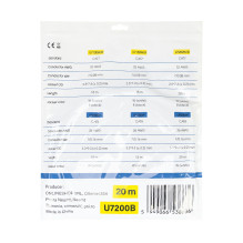 Flat network cable S / STP CAT7 PNI U7200B, 2 x RJ45, 4 pairs of wires, 32AWG, copper, 10 Gbps, 600 MHz, 20m, black Flat network cable S / STP CAT7 PNI U7200B, 2 x RJ45, 4 pairs of wires, 32AWG, copper, 10 Gbps, 600 MHz, 20m, black