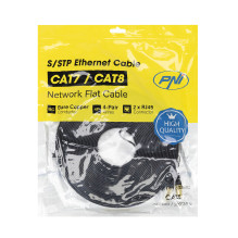 Plokščias tinklo kabelis S / STP CAT7 PNI U7200B, 2 x RJ45, 4 poros laidų, 32AWG, varis, 10 Gbps, 600 MHz, 20 m, juodas Plokščias tinklo kabelis S / STP CAT7 PNI U7200B, 2 x RJ45, 4 poros laidų, 32AWG, varis, 10 Gbps, 600 MHz, 20 m, juodas