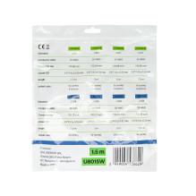 Flat network cable S / STP CAT8 PNI U8015W, Patch, 2 x RJ45, 4 pairs of wires, 28AWG, copper, 40 Gbps, 2000 MHz, 1.5m, w