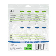 Flat network cable S / STP CAT8 PNI U8030W, 2 x RJ45, 4 pairs of wires, 28AWG, copper, 40 Gbps, 2000 MHz, 3m, white Flat network cable S / STP CAT8 PNI U8030W, 2 x RJ45, 4 pairs of wires, 28AWG, copper, 40 Gbps, 2000 MHz, 3m, white