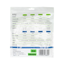 Flat network cable S / STP CAT8 PNI U8050W, 2 x RJ45, 4 pairs of wires, 28AWG, copper, 40 Gbps, 2000 MHz, 5m, white Flat network cable S / STP CAT8 PNI U8050W, 2 x RJ45, 4 pairs of wires, 28AWG, copper, 40 Gbps, 2000 MHz, 5m, white