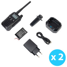2 nešiojamų radijo stočių rinkinys PNI PMR R45 PRO 446MHz, 0,5 W, 99 kanalų programuojamas, 16 PMR, VOX, TOT, BCL, skena 2 nešiojamų radijo stočių rinkinys PNI PMR R45 PRO 446MHz, 0,5 W, 99 kanalų programuojamas, 16 PMR, VOX, TOT, BCL, skena