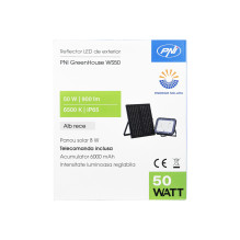 PNI GreenHouse WS50 50W LED reflektorius su saulės baterija, 6000mAh baterija, nuotolinio valdymo pultu, reguliuojamu la PNI GreenHouse WS50 50W LED reflektorius su saulės baterija, 6000mAh baterija, nuotolinio valdymo pultu, reguliuojamu la