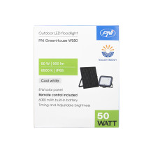 PNI GreenHouse WS50 50W LED reflektorius su saulės baterija, 6000mAh baterija, nuotolinio valdymo pultu, reguliuojamu la PNI GreenHouse WS50 50W LED reflektorius su saulės baterija, 6000mAh baterija, nuotolinio valdymo pultu, reguliuojamu la