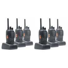 Komplekte yra 6 nešiojamų radijo stočių PNI PMR R40 PRO su baterijomis, įkrovikliais ir ausinėmis Komplekte yra 6 nešiojamų radijo stočių PNI PMR R40 PRO su baterijomis, įkrovikliais ir ausinėmis