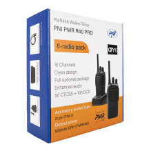 Kit of 6 portable radio stations PNI PMR R40 PRO batteries, chargers and headphones included