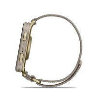 Garmin Venu X1 Soft Gold with Titanium Caseback and French Grey Nylon Band