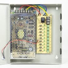CCTV power supply PNI STC15.2A in metal box, 12V 15A 180W, 9 outputs