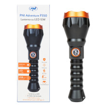 PNI Adventure F550 Crystal LED flashlight, 10W, aluminum, 500lm, up to 700m, IPX6, 4000mAh battery included, USB Type-C 