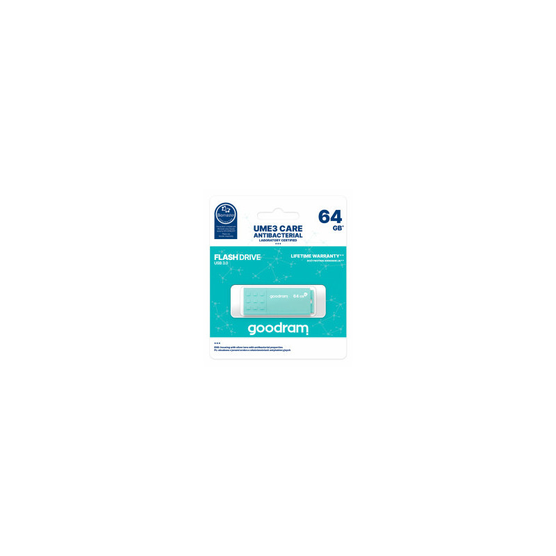Goodram UME3 Care USB 3.0 64GB turkio spalvos
