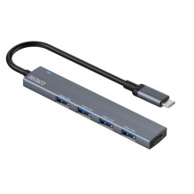 Deltaco HUB206 USB-C pilkas