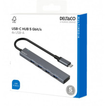 Deltaco HUB206 USB-C pilkas