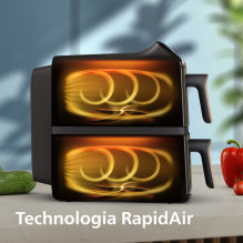 „Philips 4000“ serijos dviejų stekų „Airfryer“ su vertikaliu krepšeliu, 10 l, dviguba atskira, 2750 W, karšto oro gruzdi