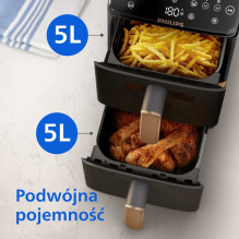 „Philips 4000“ serijos dviejų stekų „Airfryer“ su vertikaliu krepšeliu, 10 l, dviguba atskira, 2750 W, karšto oro gruzdi
