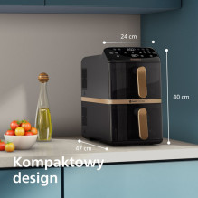 Philips 4000 series Dual Stack Airfryer Vertical Basket 10L Double Stand-alone 2750 W Hot air fryer Black