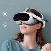 „BoboVR P4S“ galvos dirželis su baterija, skirtas „PICO 4 Ultra“ ir „Ultra Enterprise“ – pilkas